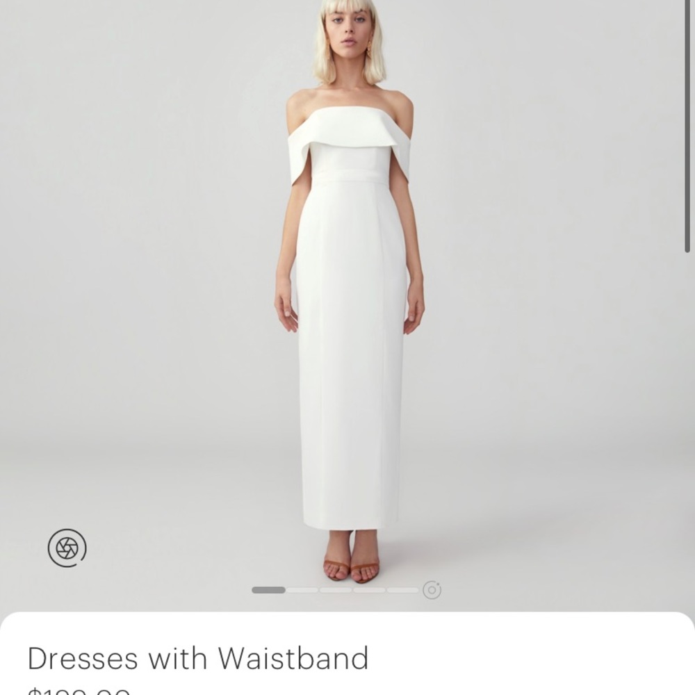 Fame and Partners off the shoulder white midi dress